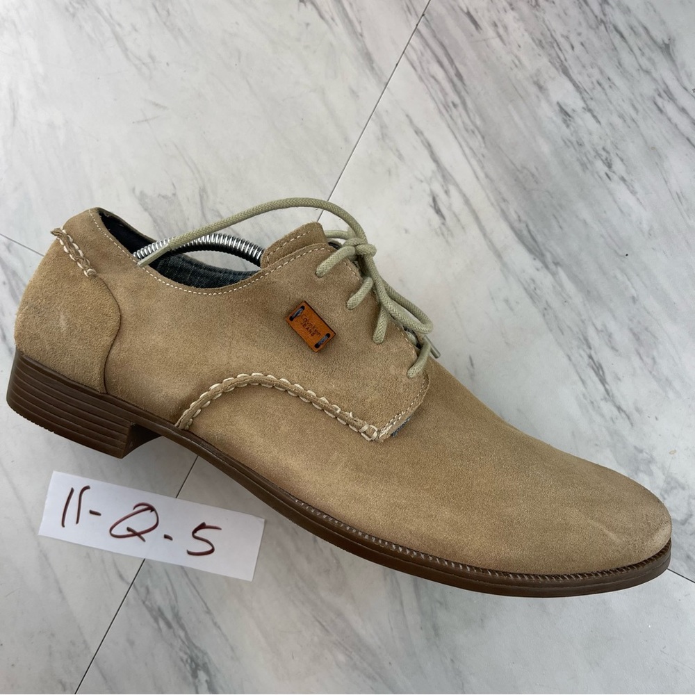 -calvin klein mens 11 tan beige suede Comfort Derbys shoes